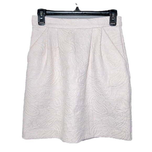 H&M Beautiful Light Pale Pink Embossed Paisley Pattern Skirt - Size 6, Like New - Picture 1 of 9